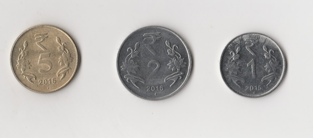  1,2 und 5 Rupees Indien 2015  (I412)   