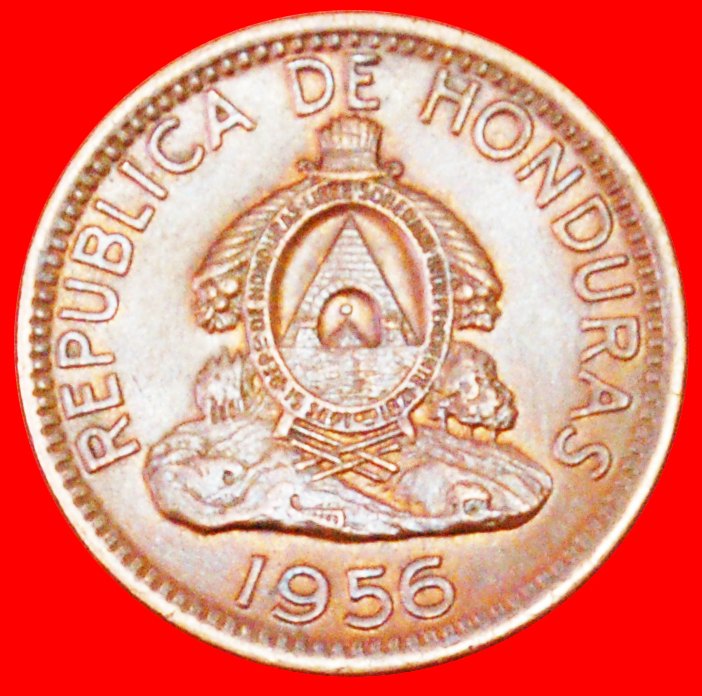  # USA (1939-1956): HONDURAS ★ 2 CENTAVOS DE LEMPIRA 1956 MINT LUSTER! LOW START ★ NO RESERVE!   