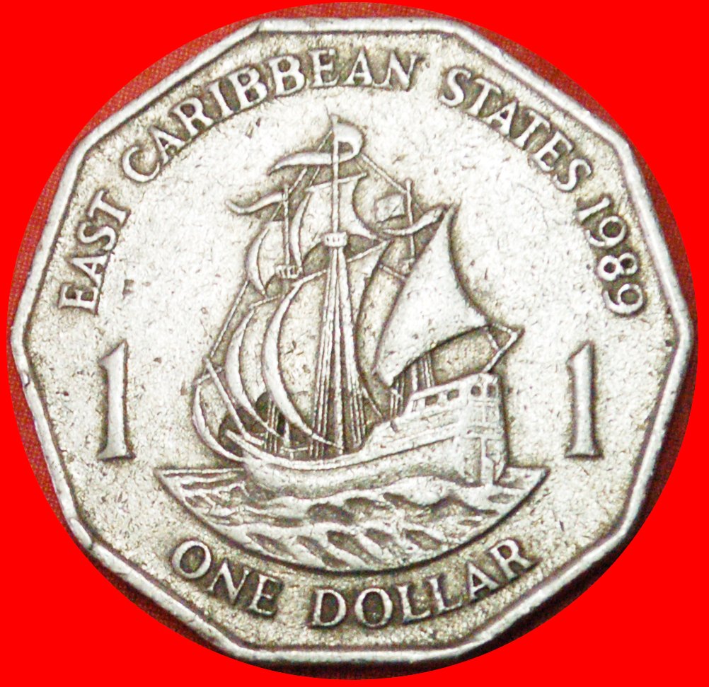  # SCHIFF von Sir Francis Drake (1542-1596): OSTKARIBISCHE STAATEN ★ 1 DOLLAR 1989! OHNE VORBEHALT!   