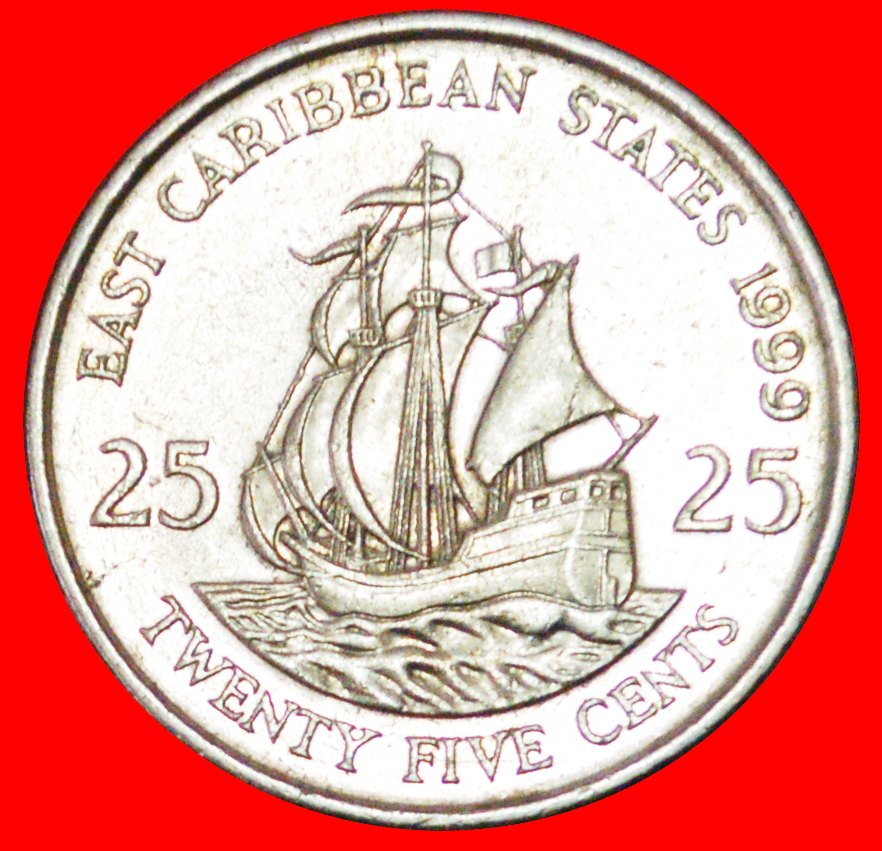  # SCHIFF von Sir Francis Drake (1542-1596): OSTKARIBISCHE STAATEN ★ 25 CENTS 1999! OHNE VORBEHALT!   