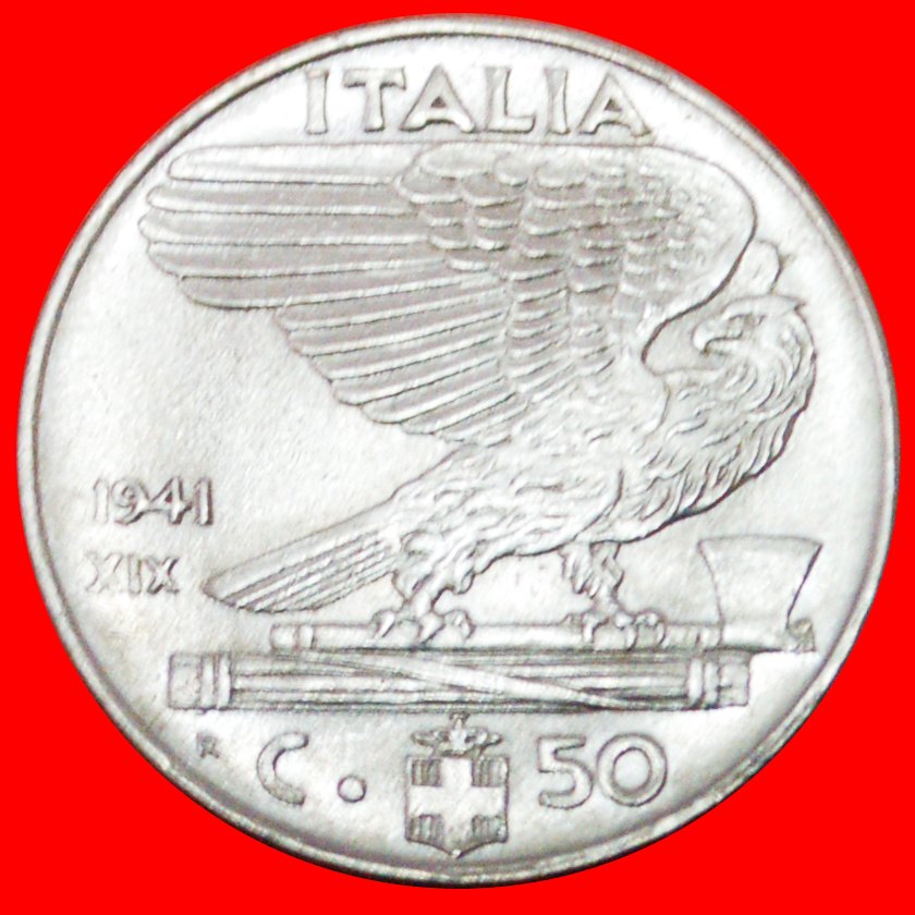  Ⰶ WARTIME (1939-1945): ITALY ★ 50 CENTESIMI 1941R MINT LUSTER! LOW START ★ NO RESERVE!   