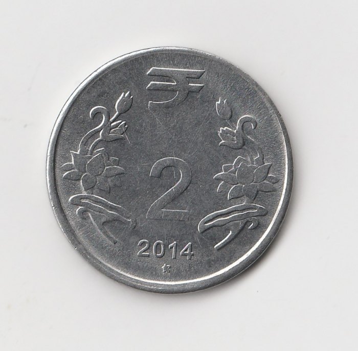 2 Rupees Indien 2014 mit Stern unter der Jahreszahl (I467)
