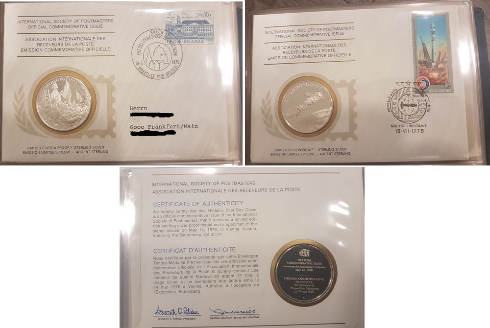  International Society Postmasters, 36 x Silbermedaille   FM-Frankfurt  Feingewicht: ca.666g Silber   