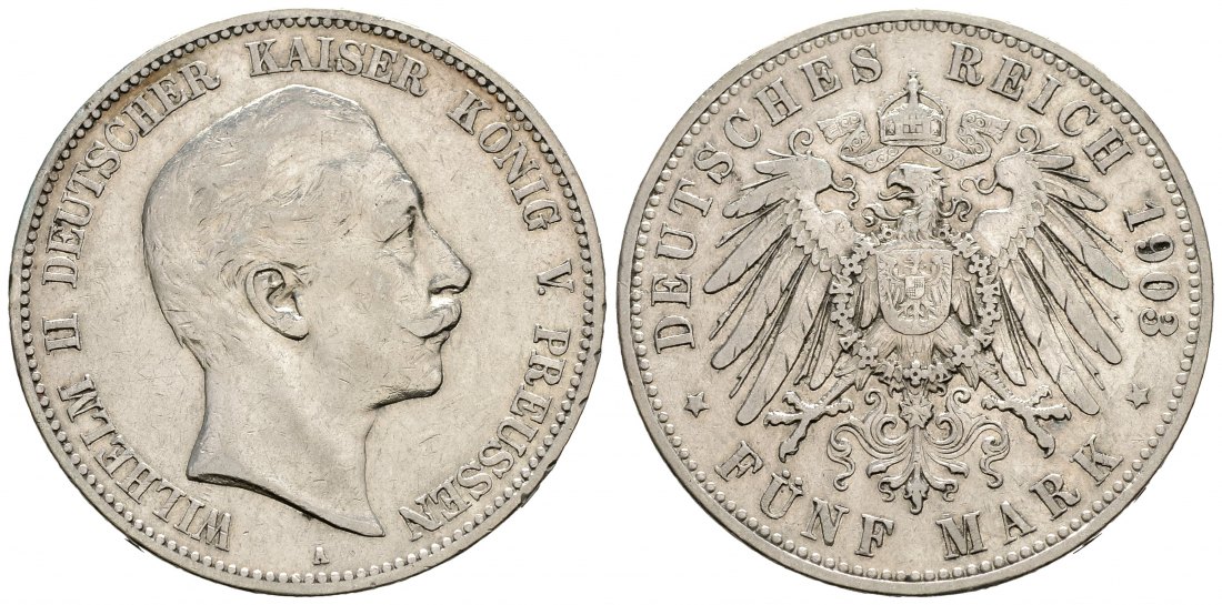 PEUS 9799 Kaiserreich - Preußen Wilhelm II. (1888 - 1918) 5 Mark 1903 A Sehr schön