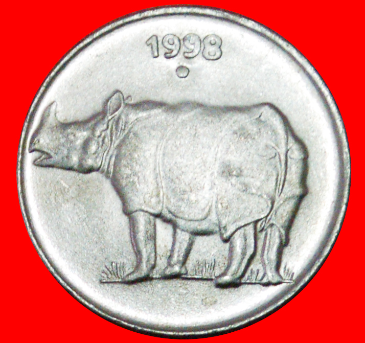  # RHINOCEROS (1988-2002): INDIA ★ 25 PAISE 1998 NOIDA MINT LUSTER! LOW START ★ NO RESERVE!   