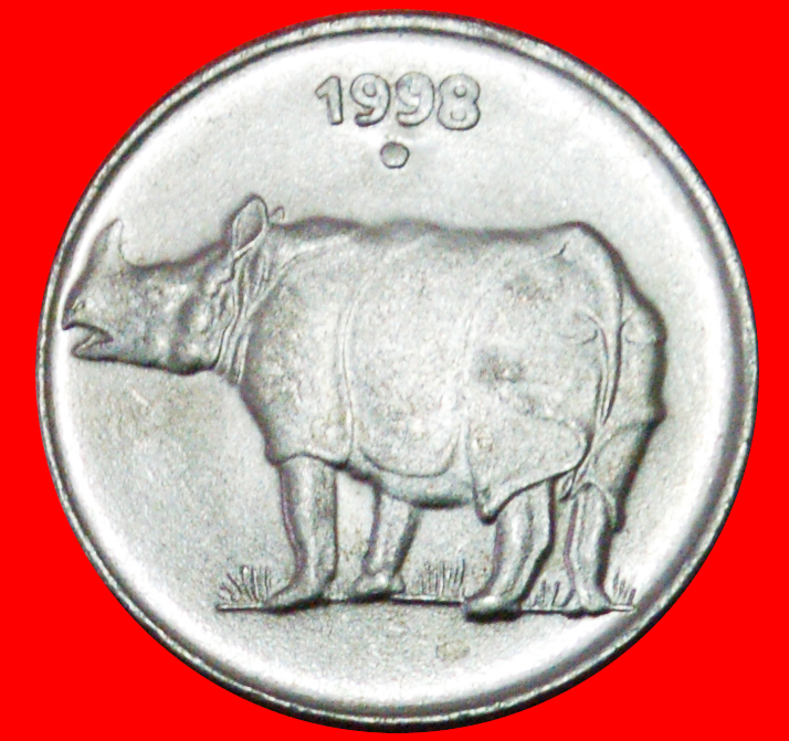 # RHINOCEROS (1988-2002): INDIA ★ 25 PAISE 1998 NOIDA MINT LUSTER! LOW START ★ NO RESERVE!