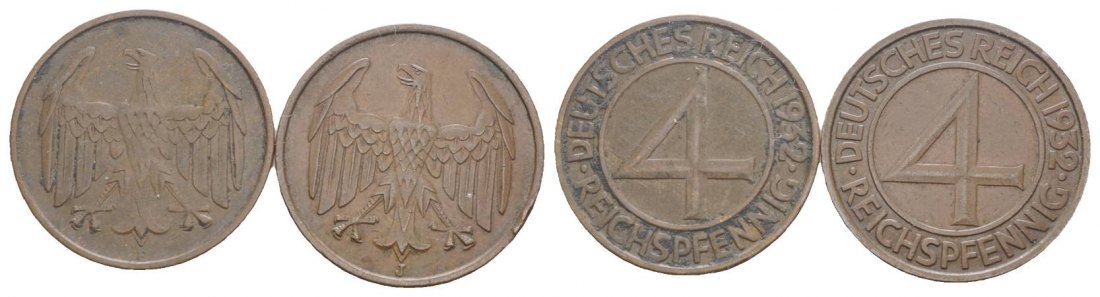  Weimarer Republik, 2 Kleinmünzen, 1932   