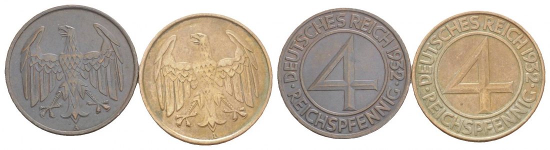  Weimarer Republik, 2 Kleinmünzen, 1932   