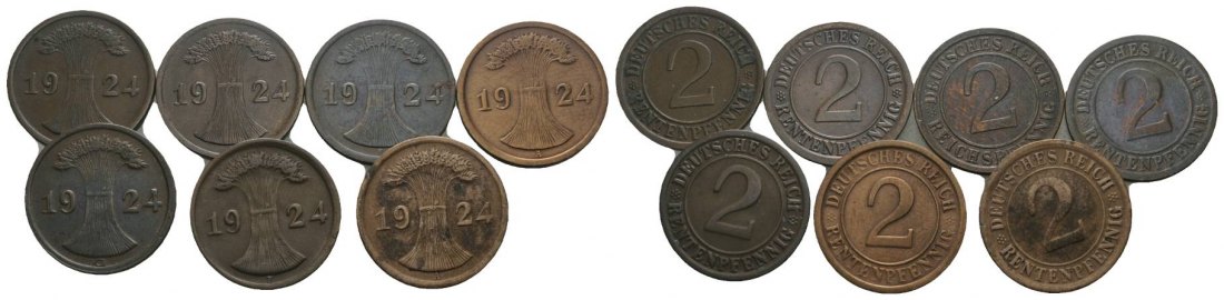 Weimarer Republik, 7 Kleinmünzen   