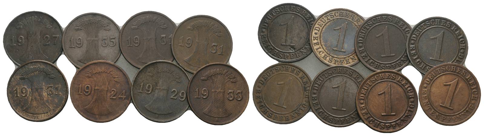  Weimarer Republik, 8 Kleinmünzen   