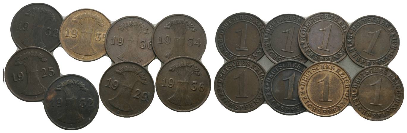  Weimarer Republik, 8 Kleinmünzen   