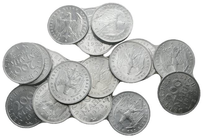  Weimarer Republik, 200 Mark, 20 Kleinmünzen   