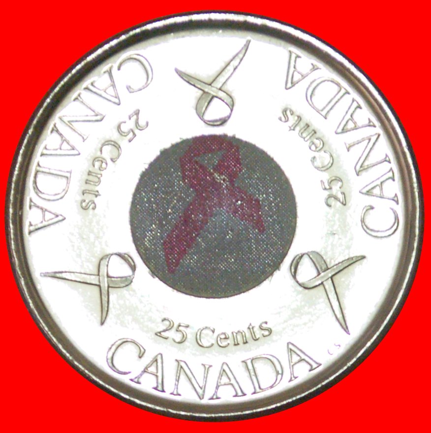 # ANTI-KREBS-FARBBAND: KANADA ★ 25 CENTS 2006 STG STEMPELGLANZ! OHNE VORBEHALT!