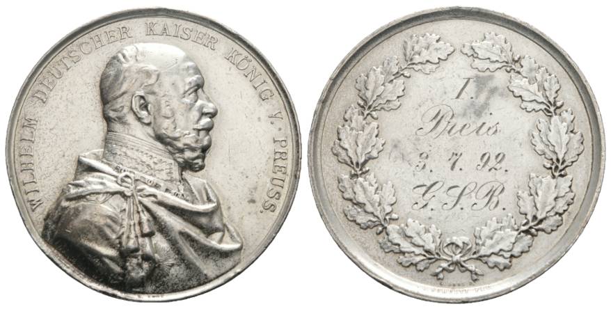  Medaille Silber, bearbeitet; Ø 47 mm, 41,86 g   