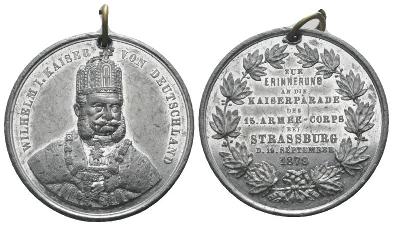  Medaille 1879, gelocht; Zinn Ø 38 mm, 25,33 g   