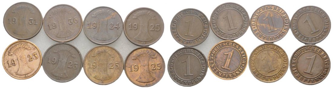  Weimarer Republik,8 Kleinmünzen   