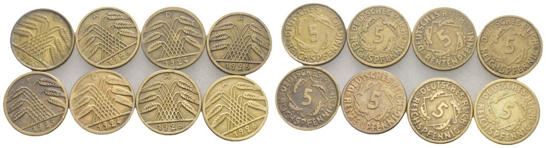  Weimarer Republik,8 Kleinmünzen   