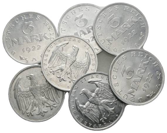  Weimarer Republik, 7 Kleinmünzen   