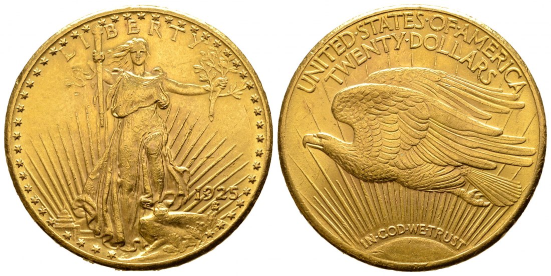 PEUS 9868 USA 30,1 g Feingold 20 Dollars GOLD 1925 Sehr schön