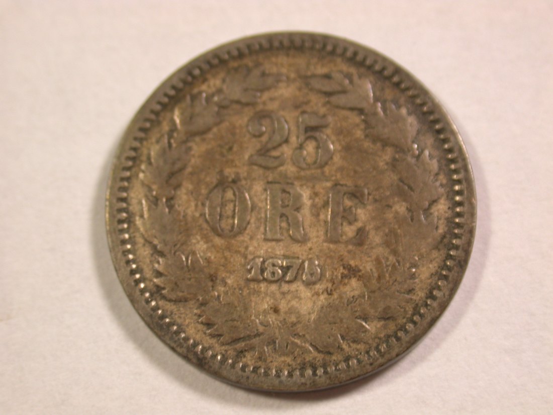 C05 Schweden 25 Öre 1875 in s-ss Silber Originalbilder