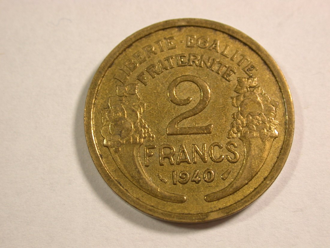  C05 Frankreich 2 Franc 1940 Morlon in ss-vz Originalbilder   