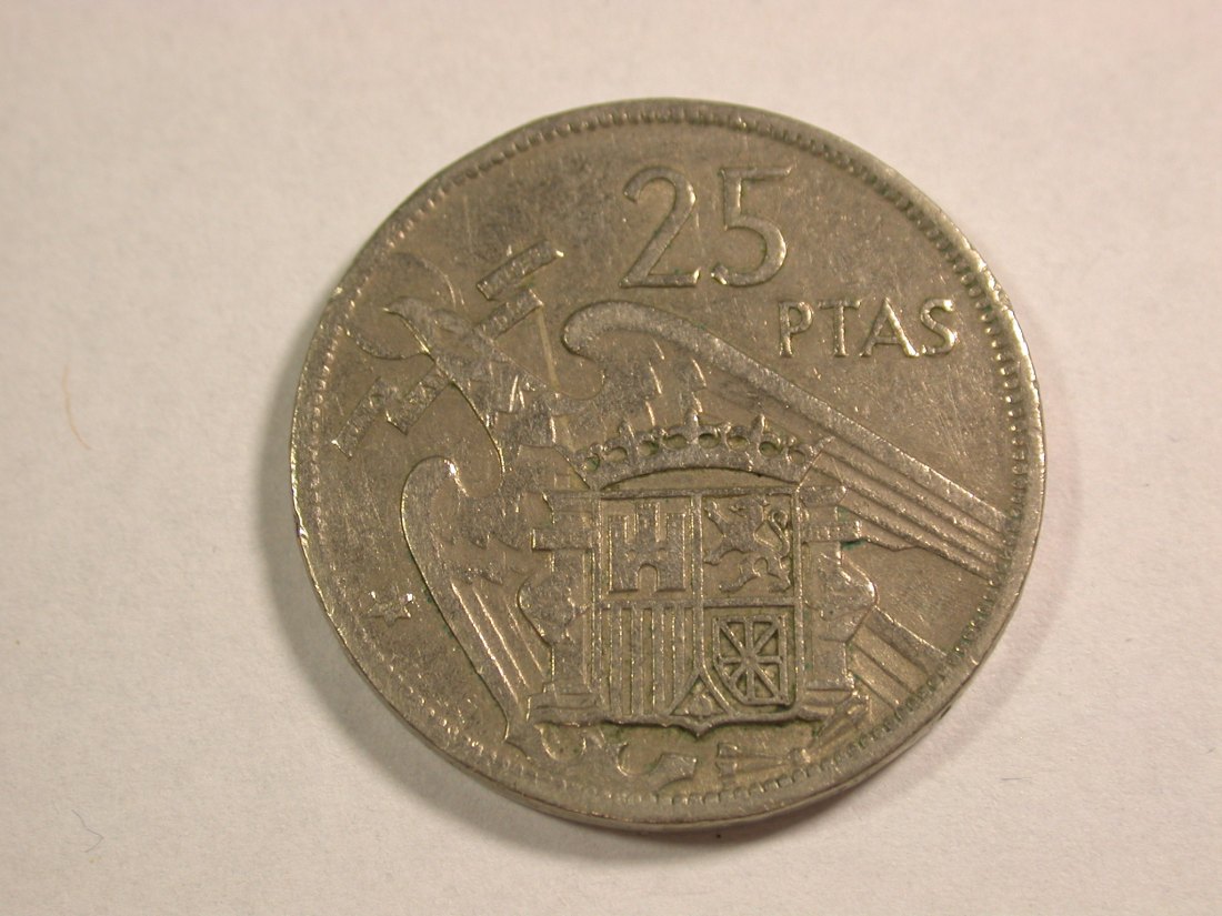  C05 Spanien 25 Ptas 1957 (1958) in ss Originalbilder   