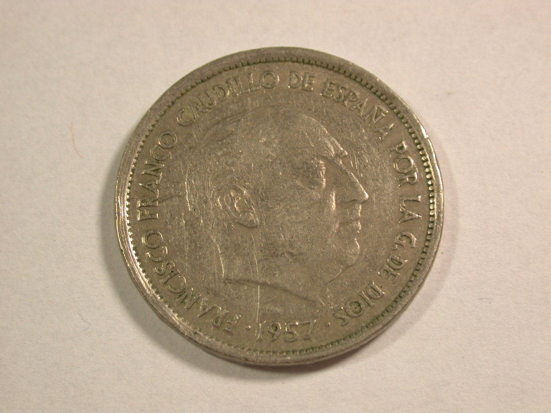  C05 Spanien 25 Ptas 1957 (1958) in ss Originalbilder   