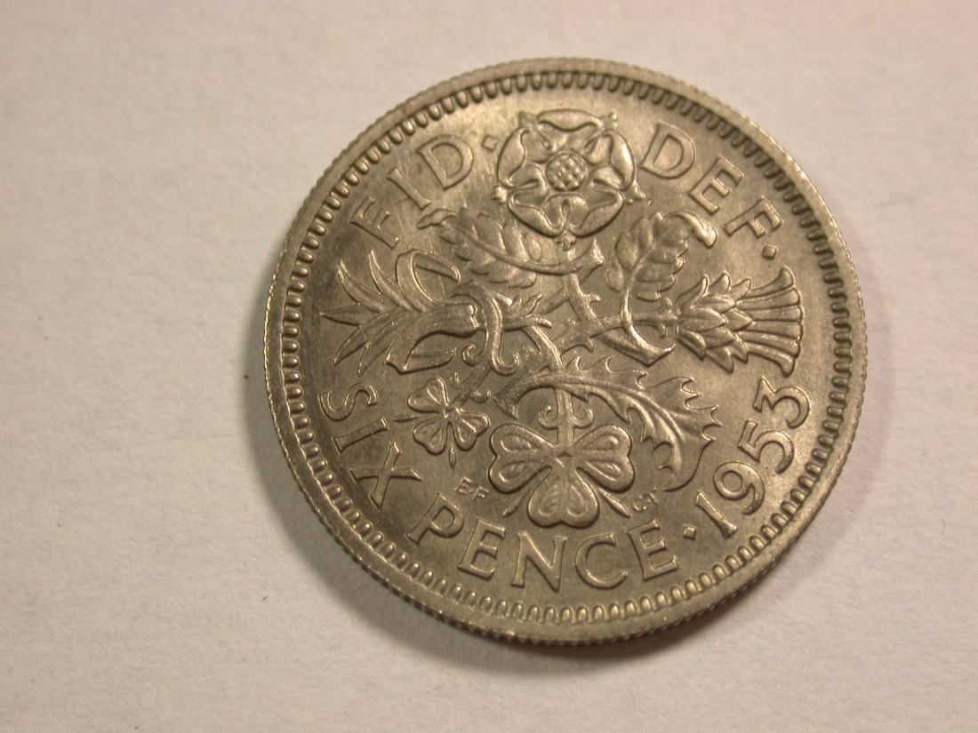  C05 Großbritannien 6 Pence 1953 in f.st/ST look  Originalbilder   