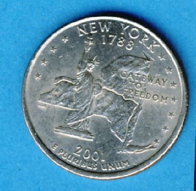  USA 25 Cents Quarter 2001 P New York   