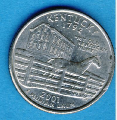  USA 25 Cents Quarter 2001 D Kentucky   