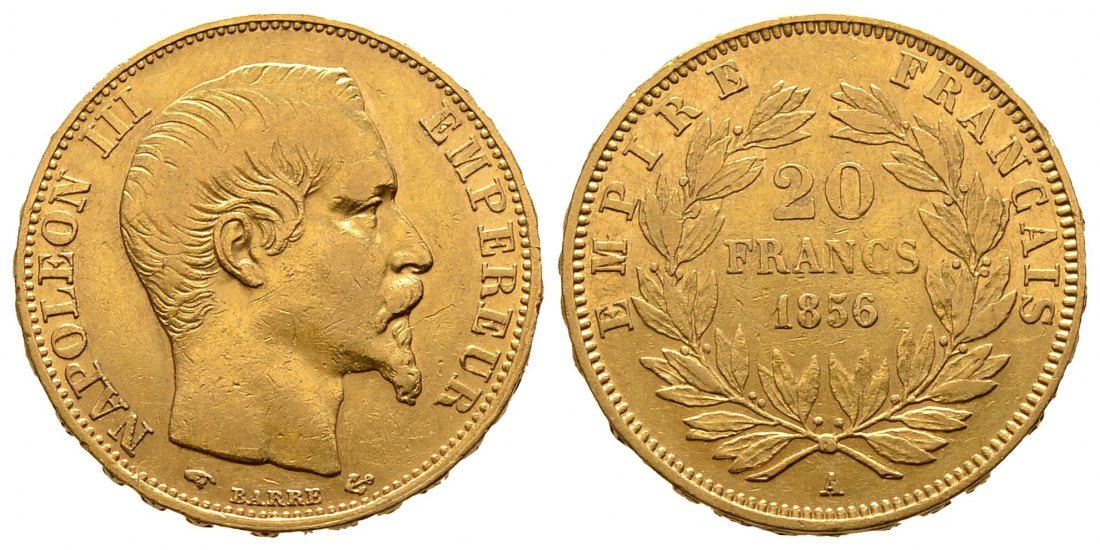 PEUS 9893 Frankreich 5,81 g Feingold. Napoleon III. (1852 - 1870) 20 Francs GOLD 1856 A Sehr schön