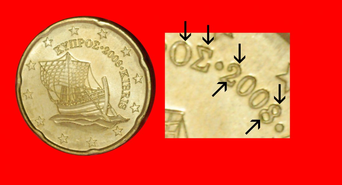  # UNHÖFLICHE STEMPEL AUS FINNLAND: ZYPERN ★ 20 CENT 2008 VZGL STEMPELGLANZ! OHNE VORBEHALT!   