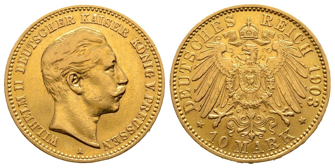 PEUS 9904 Preußen - Kaiserreich 3,58 g Feingold. Wilhelm II.(1888 - 1918) 10 Mark GOLD 1903 A Sehr schön / fast vorzüglich