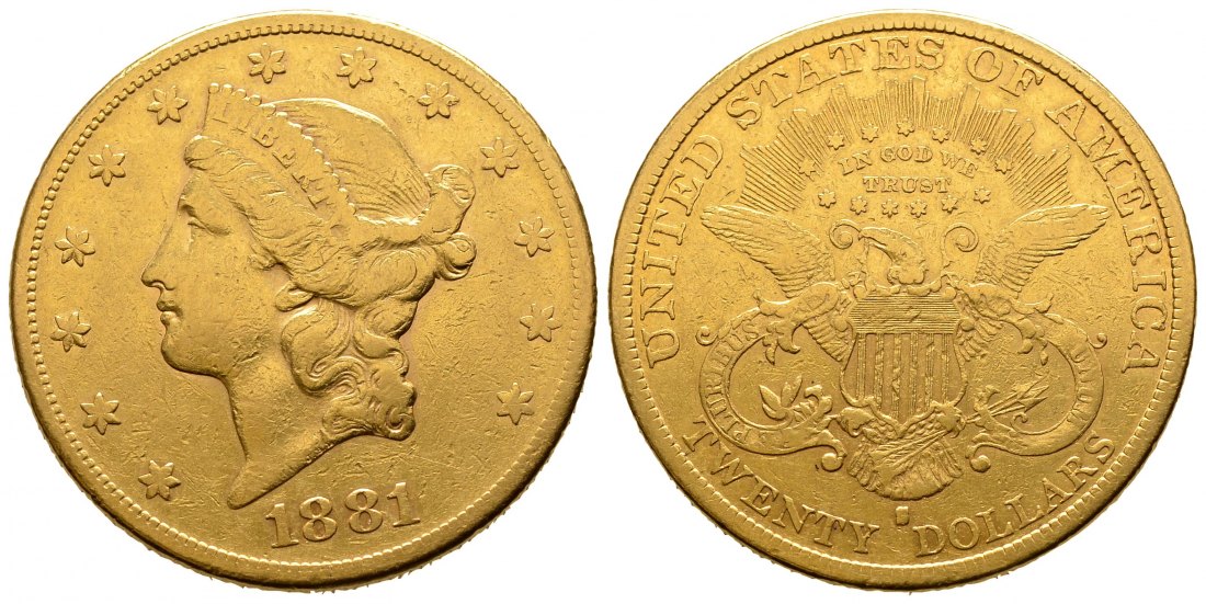 PEUS 9906 USA 30,1 g Feingold. Coronet Head 20 Dollars GOLD 1881 S Sehr schön