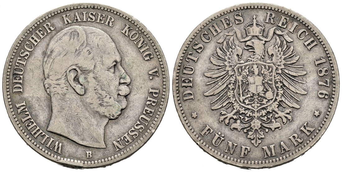 PEUS 9796 Preußen - Kaiserreich Wilhelm I. (1861 - 1888) 5 Mark 1876 B Hannover Randfehler, fast sehr schön