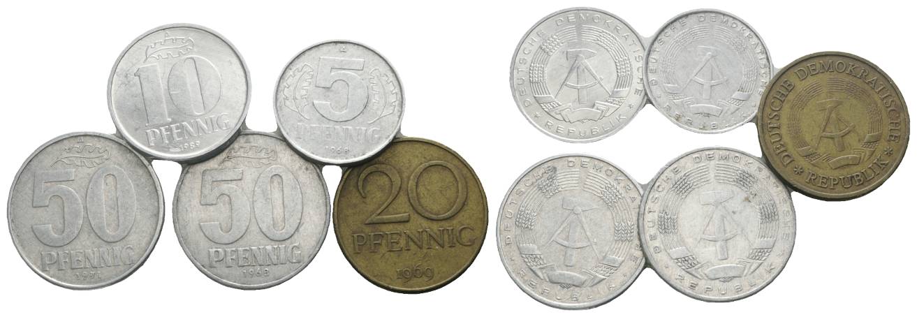  DDR, 5 Kleinmünzen   
