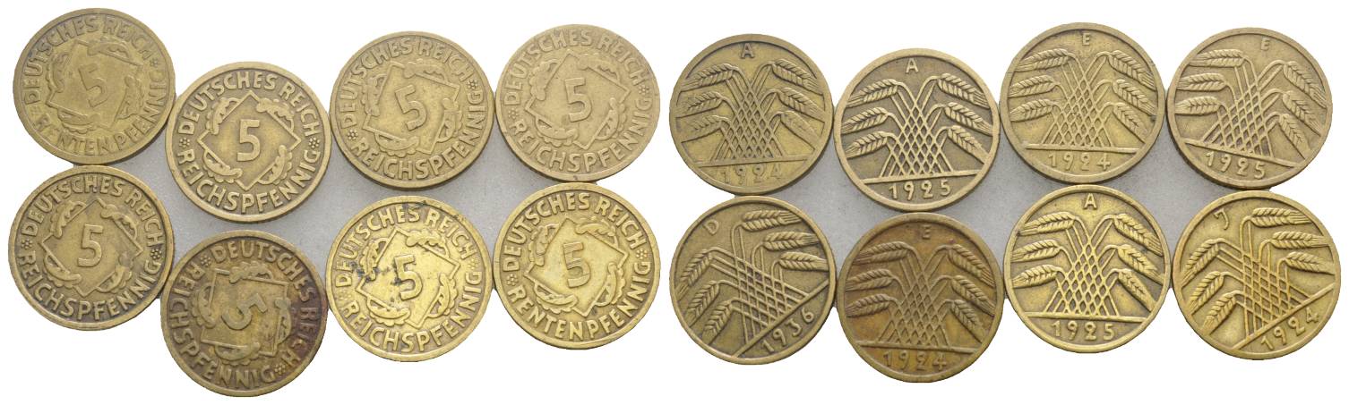  Weimarer Republik, 5 Pfennig (8 Kleinmünzen)   