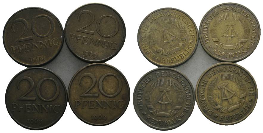  DDR, 20 Pfennig (4 Stück)   