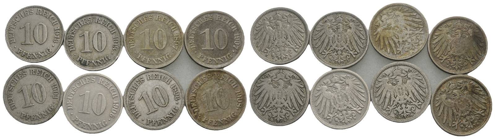  Kaiserreich, 10 Pfennig (8 Kleinmünzen)   