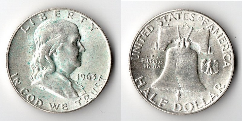  USA    Half Dollar  1963   Franklin   FM-Frankfurt    Feinsilber: 11,25g   
