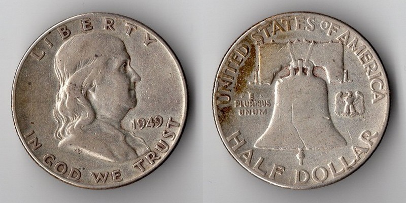  USA   Half Dollar  1949  Franklin   FM-Frankfurt   Feinsilber: 11,25g   