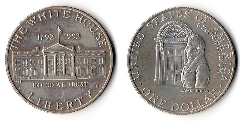  USA  1 Dollar   1992 D   White House Bicentennial    FM-Frankfurt   Feinsilber: 24,06g   