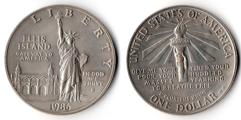  USA  1 Dollar   1986 P    Statue of Liberty Centennial     FM-Frankfurt  Feinsilber: 24,06g   