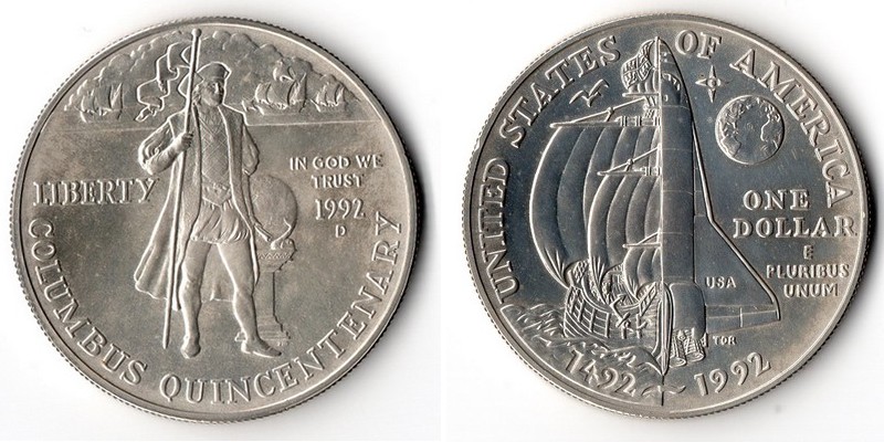  USA  1 Dollar   1992 D    Columbus Quincentenary     FM-Frankfurt   Feinsilber: 24,06g   
