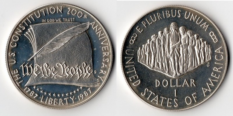  USA  1 Dollar   1987 S    Constitution Bicentennial    FM-Frankfurt   Feinsilber: 24,06g   