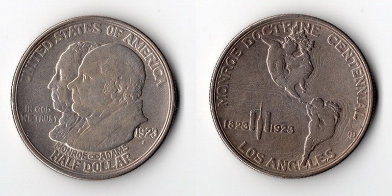  USA  Half Dollar  1923S  Monroe Doctrine Centennial  FM-Frankfurt  Feinsilber: 11,25g   