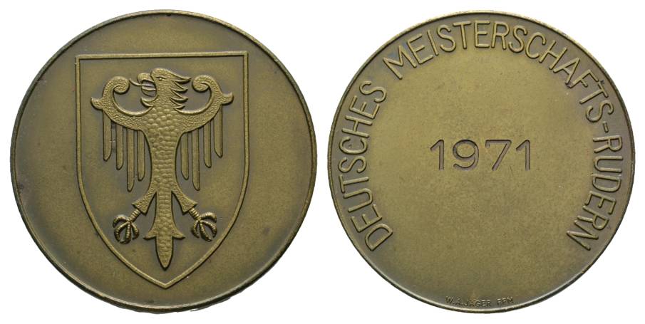  Bronzemedaille Deutsche Meisterschaft Rudern 1971, Ø 45 mm, 39,6 g   