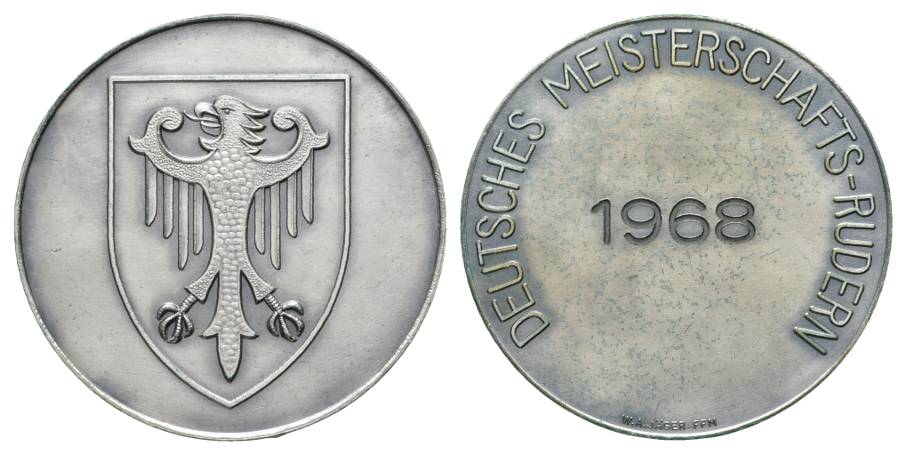  Bronzemedaille Deutsche Meisterschaft Rudern 1968, versilbert, Ø 45 mm, 39,2 g   