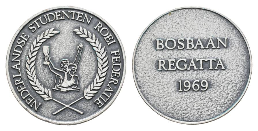  Medaille 1969 Niederlande Regatta, versilbert; Ø 30 mm, 13,6 g   