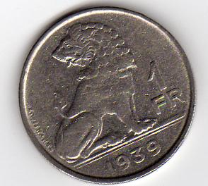 Belgien  1 Franc 1939 Belgique-Belgie